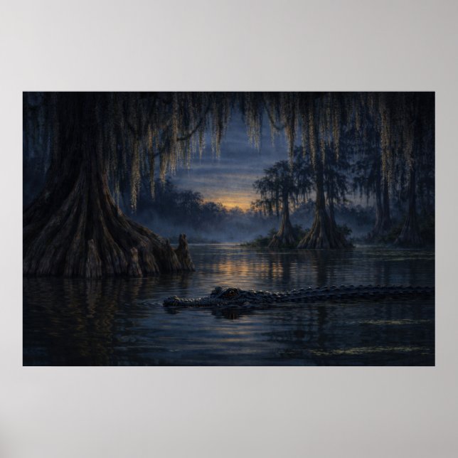 Stillwater Gator | Bayou Wildlife Art | Affisch (Framsidan)