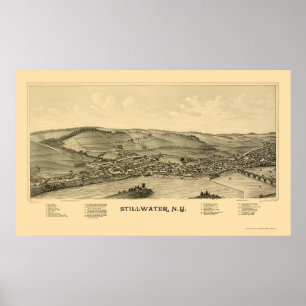 Stillwater panorama- karta för NY - 1889 Poster