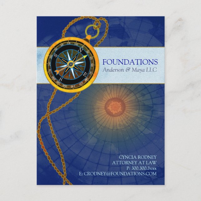Stilmodern kompass för affärsbefordran vykort (Framsida)