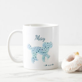Stilren anpassad pastellblå pudel siluett kaffemugg