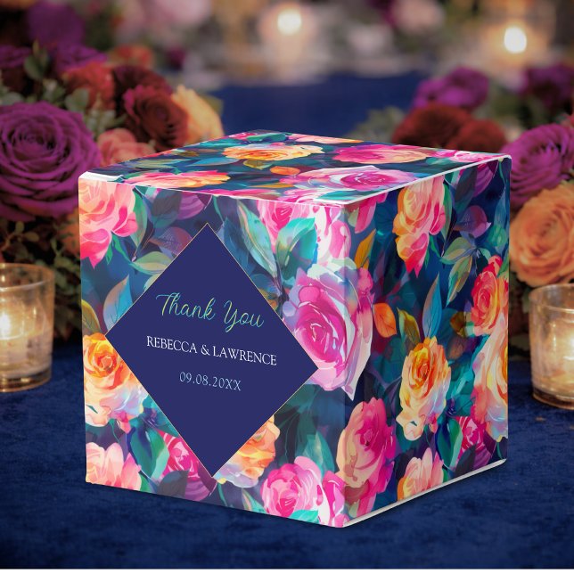 Stilren chic Färgglada blommor bröllop Presentaskar (Skapare uppladdad)