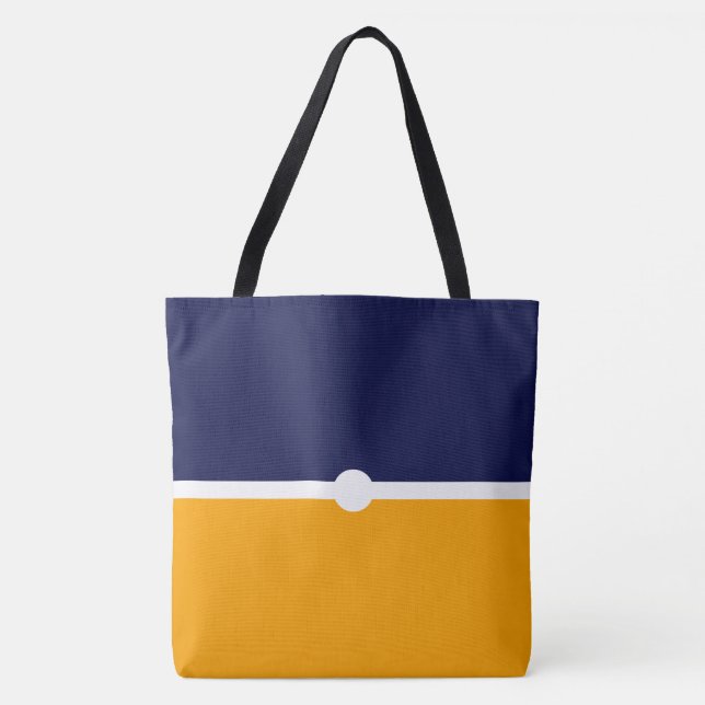 Stilren Chic Modern Marinblå Orange Färgblock Tygkasse (Framsida)