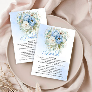 Stilren dammig blå blomstergul detalj-kort med euc tilläggskort