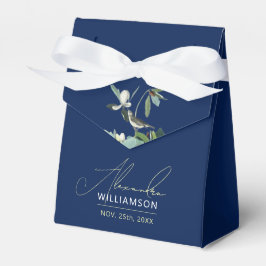 Stilren Elegant Blå Och Vit Namn Fågel Blommig Presentaskar