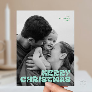 Stilren Elegant, God Jul Familjefoto Chic Vykort
