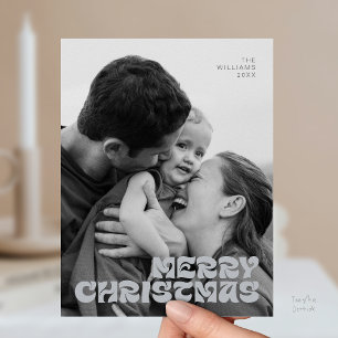 Stilren Elegant, God Jul Familjefoto Chic Vykort