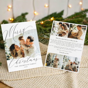 Stilren Elegant Minimalistisk Familjefoto Jul Julkort