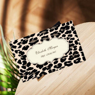 Stilren Elegant Modern Flickig Leopardtryck Visitkort