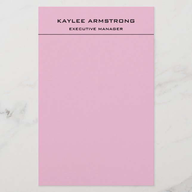 Stilren Enkel Professionell Ljus Rosa Brevpapper (Framsida)