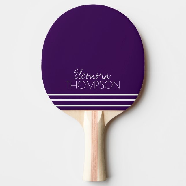 Stilren Enkel Randig Monogram Lila Pingisracket (Framsidan)