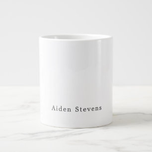Stilren Enkel Ren Svart & Vit Minimalist Namn Jumbo Mugg