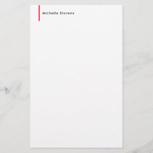 Stilren Enkel Ren Svart & Vit Röd Minimalistisk Brevpapper