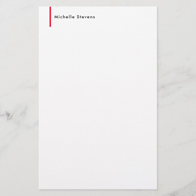 Stilren Enkel Ren Svart & Vit Röd Minimalistisk Brevpapper (Framsida)