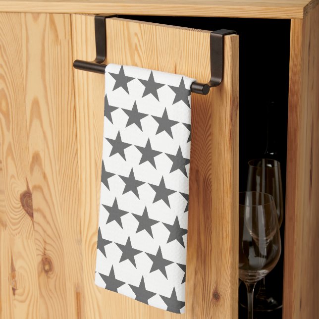 Stilren Grå Stjärna Stjärnor Mönster  Kökshandduk (Thirds Fold)