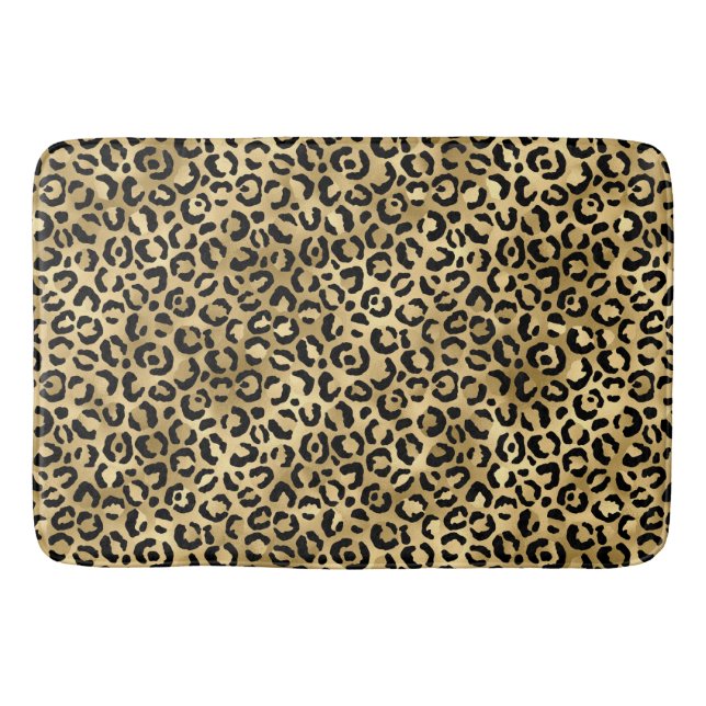 Stilren guld- och svartfolie leopardfläcksmönster badrumsmatta (Framsidan)