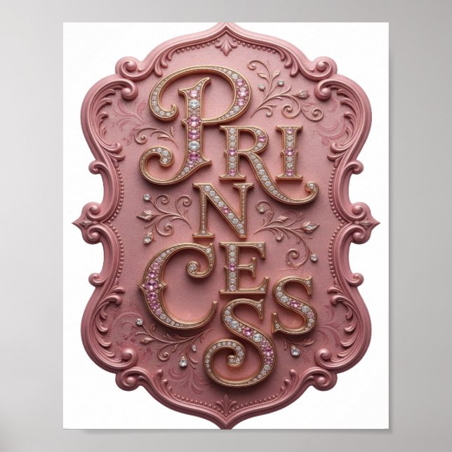 Stilren guldfärgad PRINCESS-design Poster (Framsidan)