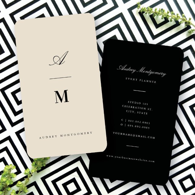 Stilren Klassisk Dubbelmonogram Modern Minimalisti Visitkort (Stylish Classic Double Monogram Modern Minimalist Business Card @ fatfatin)