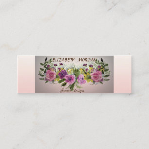 Stilren Modern Chic  Akvarellblommor Mini Visitkort