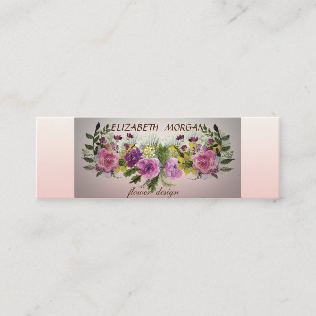 Stilren Modern Chic  Akvarellblommor Mini Visitkort (Framsida)