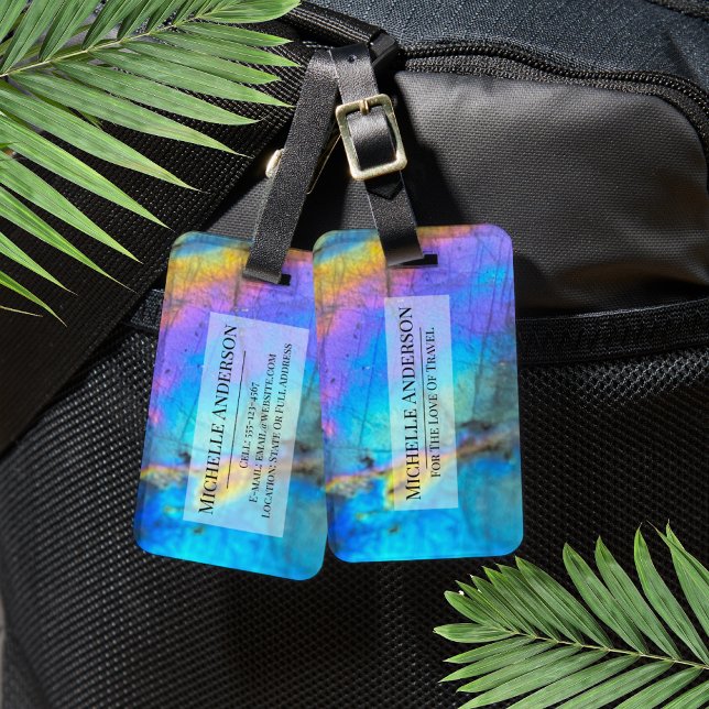 Stilren Modern Färgrik Marmor Elegant Bagagebricka (Colorful Stone Stylish Modern Luggage Tag)