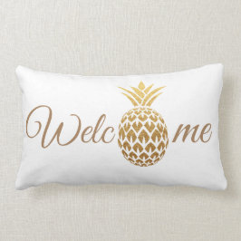 Stilren modern guld ananas vit välkommen lumbarkudde