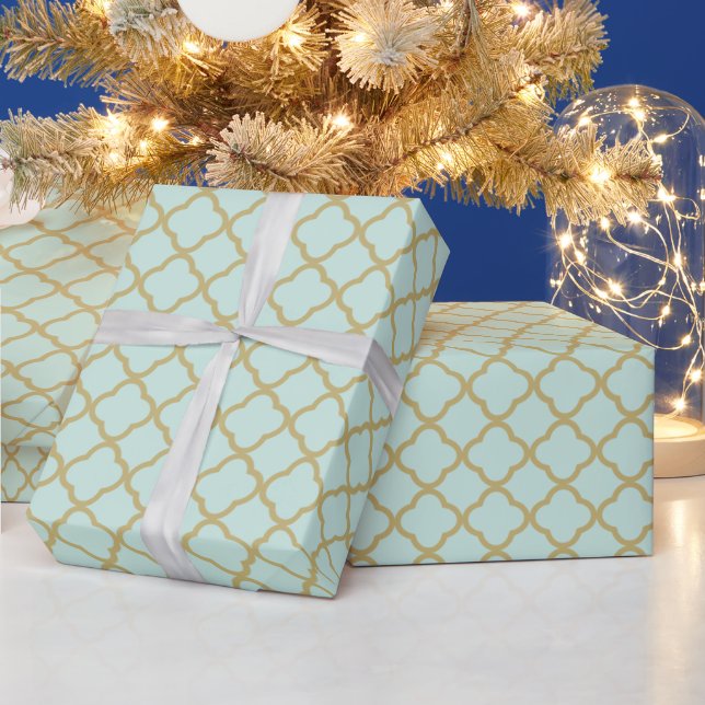 Stilren modern guld quatrefoil mönster bröllop presentpapper (Helgdagar)