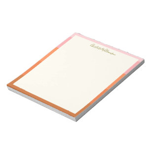Stilren modern rosa orange kant Personlig Anteckningsblock