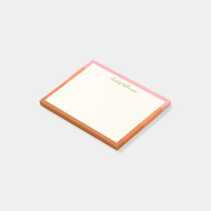 Stilren modern rosa orange kant Personlig Post-it Block