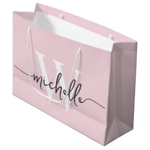 Stilren Modern Rosé Färg Monogram Initialt Skript