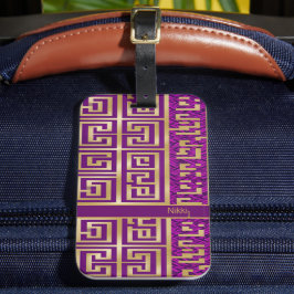 Stilren Modern Royal Purple och Guld Geometrisk Bagagebricka