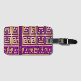 Stilren Modern Royal Purple och Guld Geometrisk Bagagebricka
