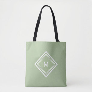 Stilren modern sagogrön anpassad monogram tygkasse
