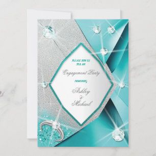 stilren modern turkos glans elegant glitter inbjudningar