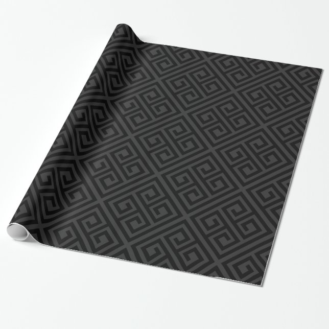Stilren modul grå/svart grekisk nyckel sömlöst mön presentpapper (Utrullad)