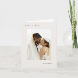 Stilren Neutral Foto Minimalistisk Bröllop Tack Kort