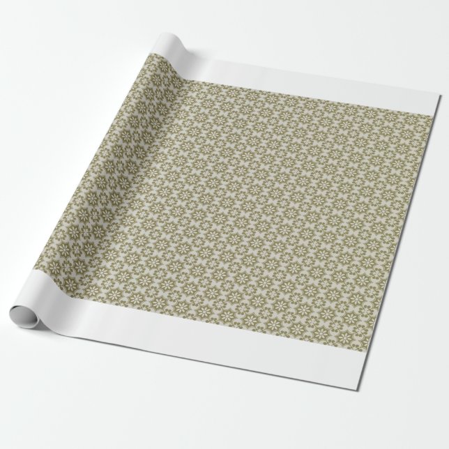 Stilren olivgrön Fleur de Lis upprepande mönster Presentpapper (Utrullad)