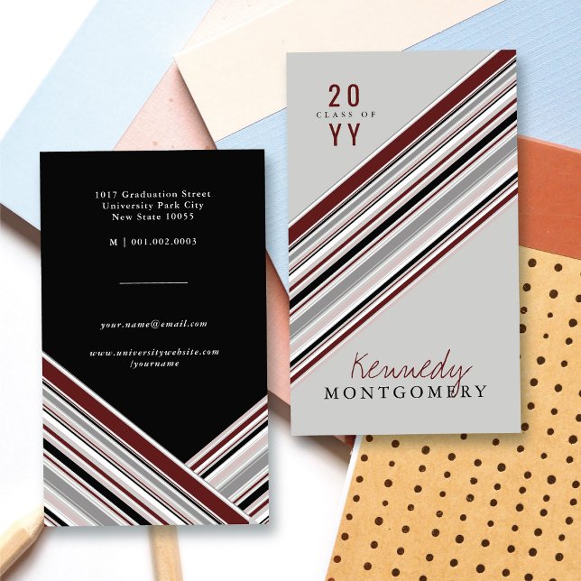 Stilren Preppy Brun Randig Modern Akademiker (Stylish Preppy Brown Pin Stripes Modern Graduate's Calling / Name Card @ zazzle.com/color_therapy)