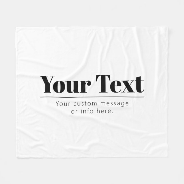 Stilren Retro-moderna Text | Svart & Vit Fleecefilt (Framsidan (Horisontell))