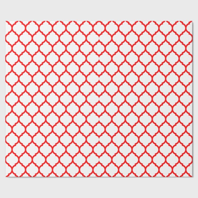 Stilren röd vit marockansk quatrefoil-mönster presentpapper (Seam)