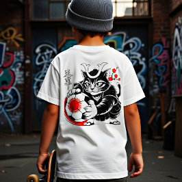 Stilren Samurajkatt Japan Fotboll För Fotbollsfans T Shirt
