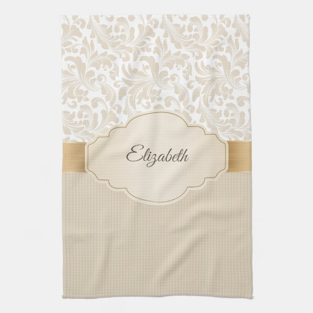 Stilren vintage-damask  kökshandduk (Vertikal)
