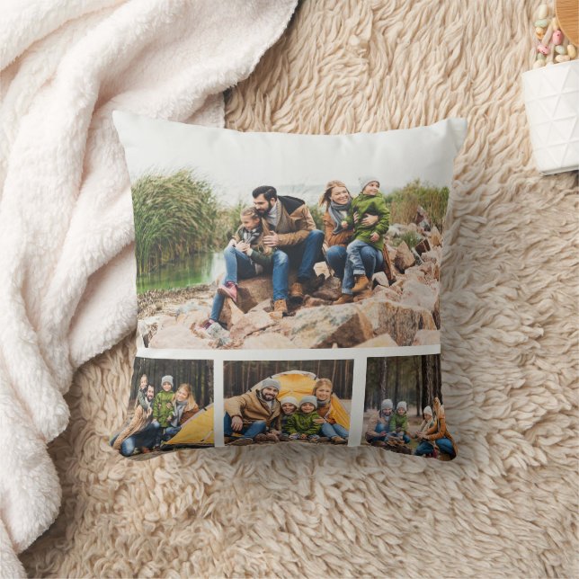 Stilren vit anpassad multi-foto collage  kudde (Filt)