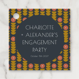 Stilrena geometriska blommor anpassade förlovnings gåvor etiketter