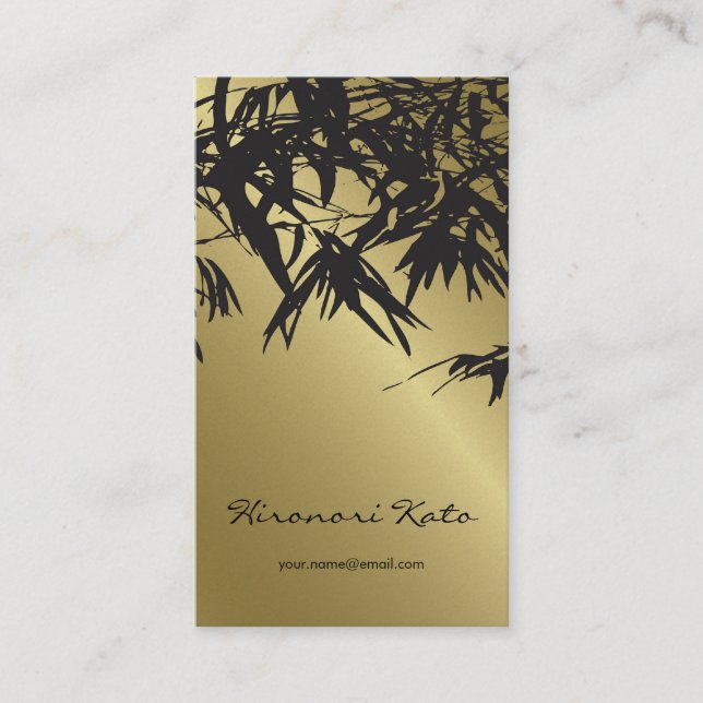 Stilrena Zen Orientaliska Guld Och Svarta Bambu bl Visitkort (Framsida)