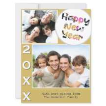 Stilrent 2 Foto Gult Personligt Gott Nytt År