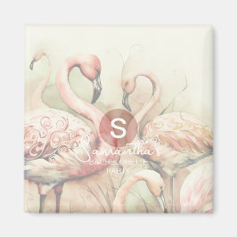 Stilrent Chic Flamingo Monogram Personlig Magnet