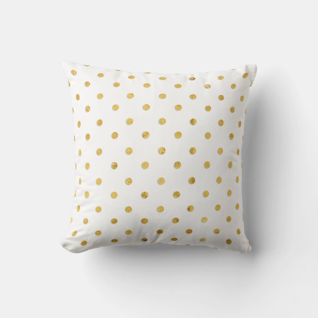 Stilrent Chic Tjejaktigt Guld Polka Prickar Kudde (Framsida)
