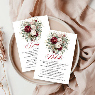 Stilrent djupröda blommor grönska guldbeslag tilläggskort