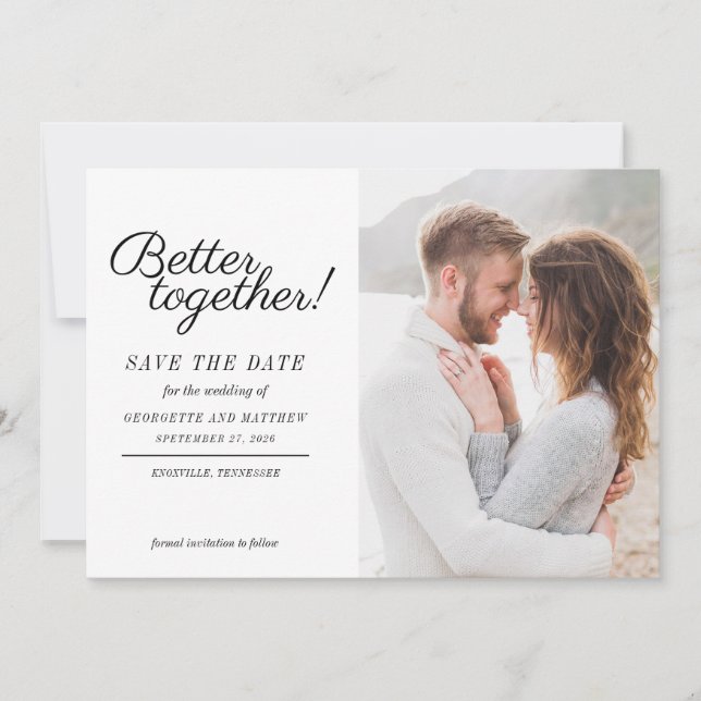 Stilrent Fotoscript Bröllop Spara Datumet (Framsida)