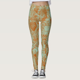 Stilrent grönt rost Paris Toile-design Leggings